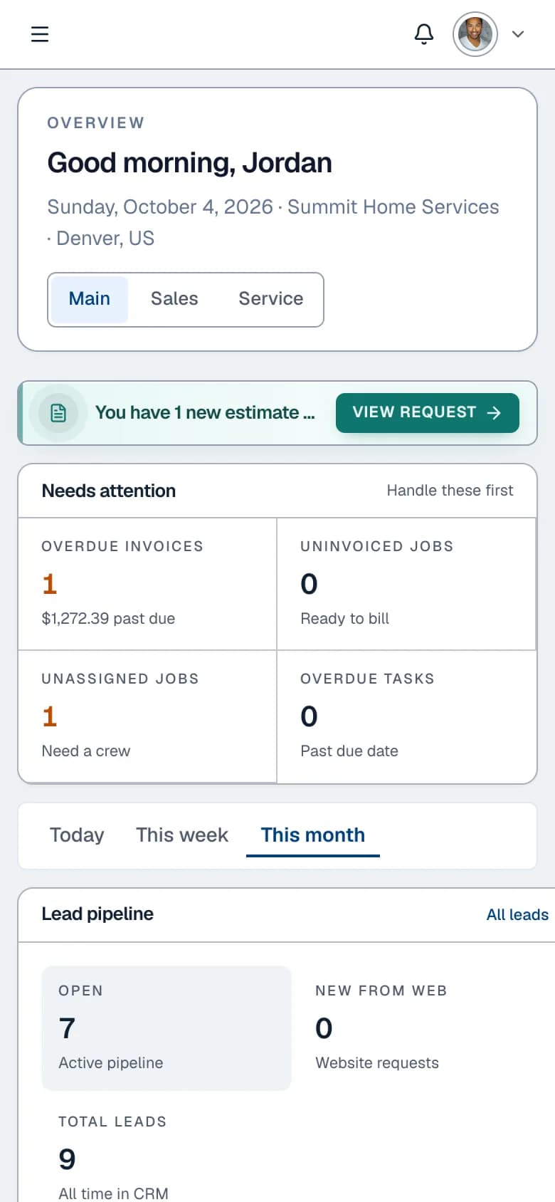 The same dashboard on a phone